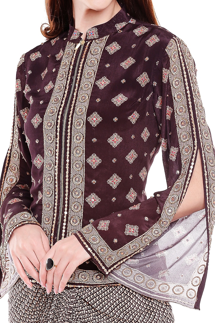 Brown Printed Skirt Set by Soup by Sougat Paul at Pernia's Pop Up Shop