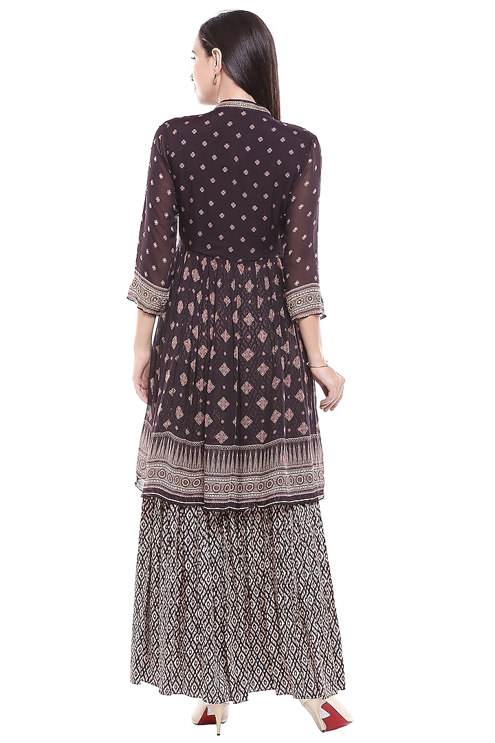 Brown Printed Party Wear Sharara Set by Soup by Sougat Paul at Pernia's Pop Up Shop
