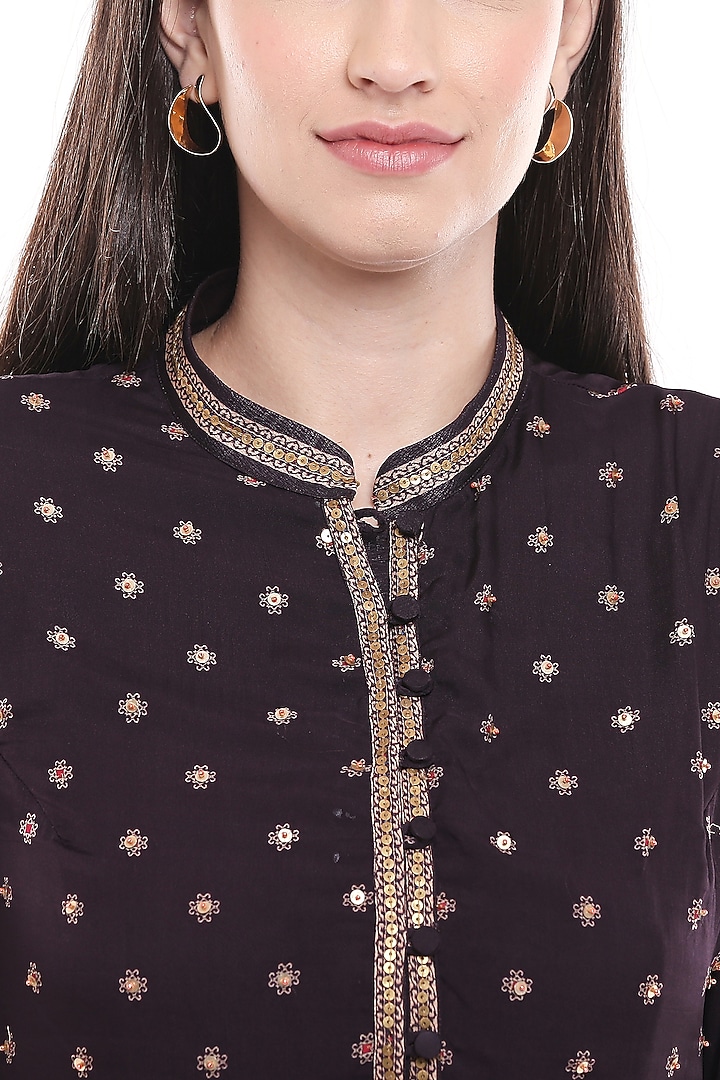 Brown Printed Party Wear Sharara Set by Soup by Sougat Paul at Pernia's Pop Up Shop