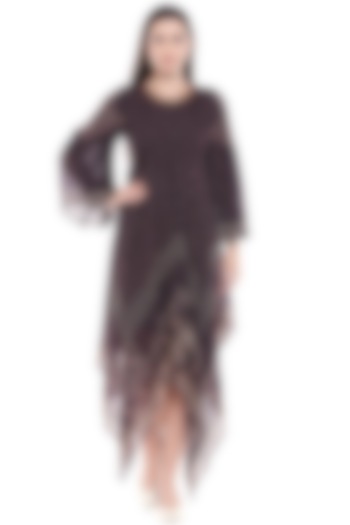 Brown Printed & Embroidered Vacation Dress by Soup by Sougat Paul at Pernia's Pop Up Shop