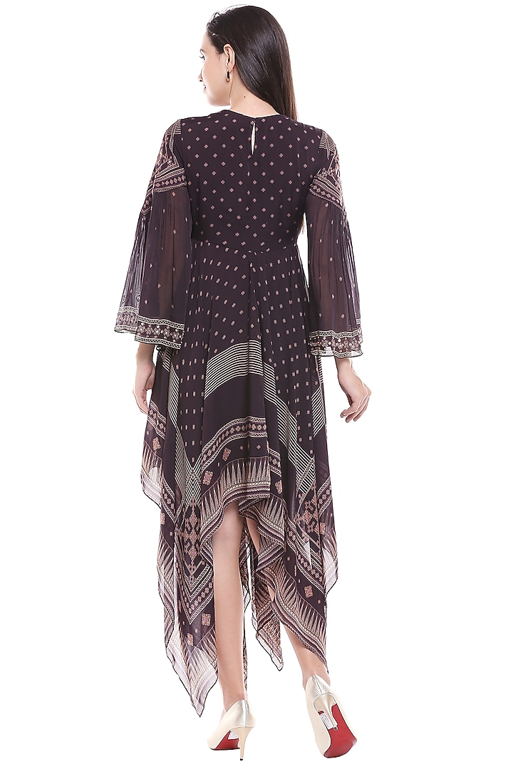 Brown Printed & Embroidered Vacation Dress by Soup by Sougat Paul at Pernia's Pop Up Shop