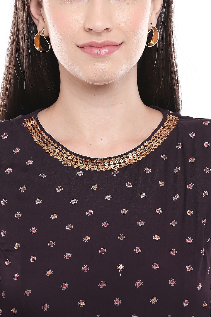 Brown Printed & Embroidered Vacation Dress by Soup by Sougat Paul at Pernia's Pop Up Shop