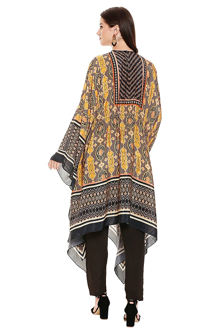 Black Printed Asymmetric Top With Pants by Soup by Sougat Paul at Pernia's Pop Up Shop