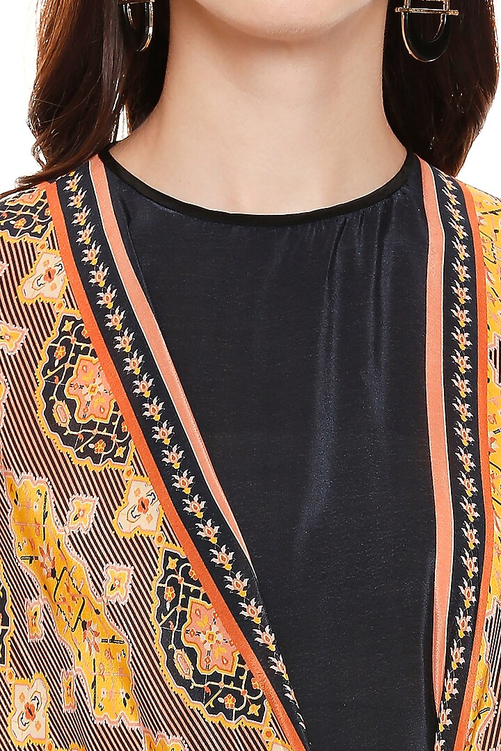 Black Printed Asymmetric Top With Pants by Soup by Sougat Paul at Pernia's Pop Up Shop