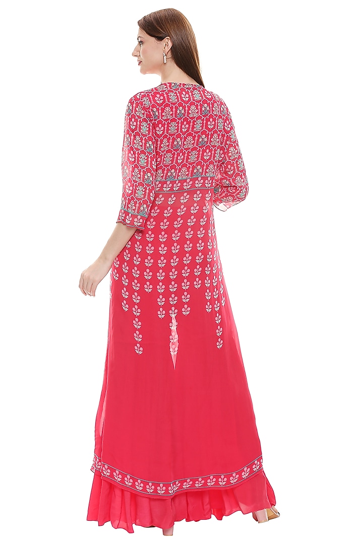 Fuchsia Printed & Embroidered Party Wear Sharara Set by Soup by Sougat Paul at Pernia's Pop Up Shop