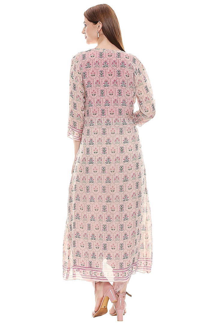 Dust Pink & Fuchsia Printed Jacket Set by Soup by Sougat Paul at Pernia's Pop Up Shop