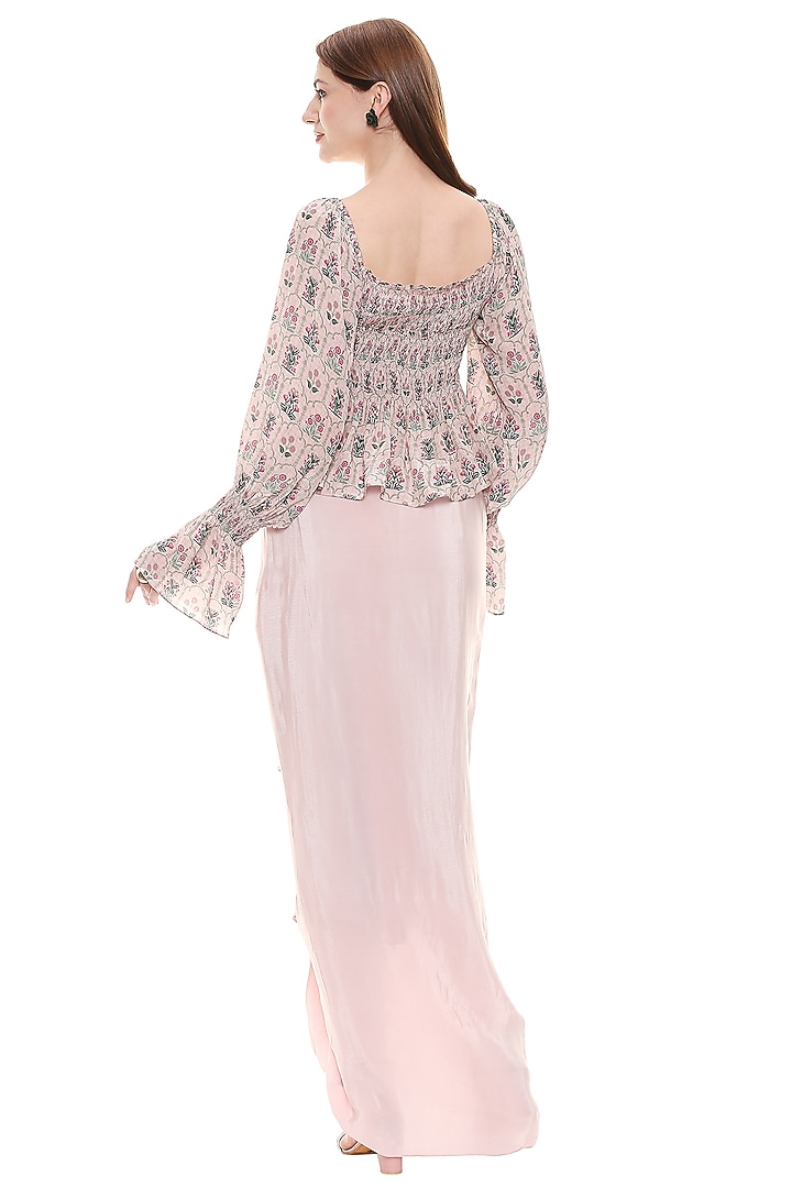 Dust Pink Draped Skirt Set by Soup by Sougat Paul at Pernia's Pop Up Shop