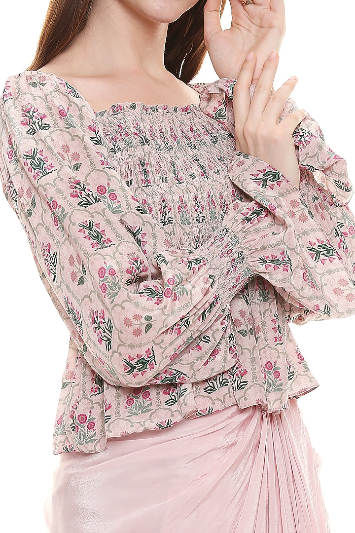 Dust Pink Draped Skirt Set by Soup by Sougat Paul at Pernia's Pop Up Shop