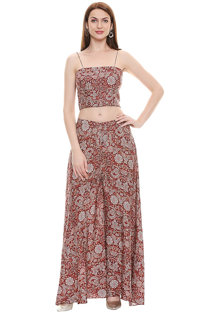 Maroon Printed Cape Set by Soup by Sougat Paul at Pernia's Pop Up Shop