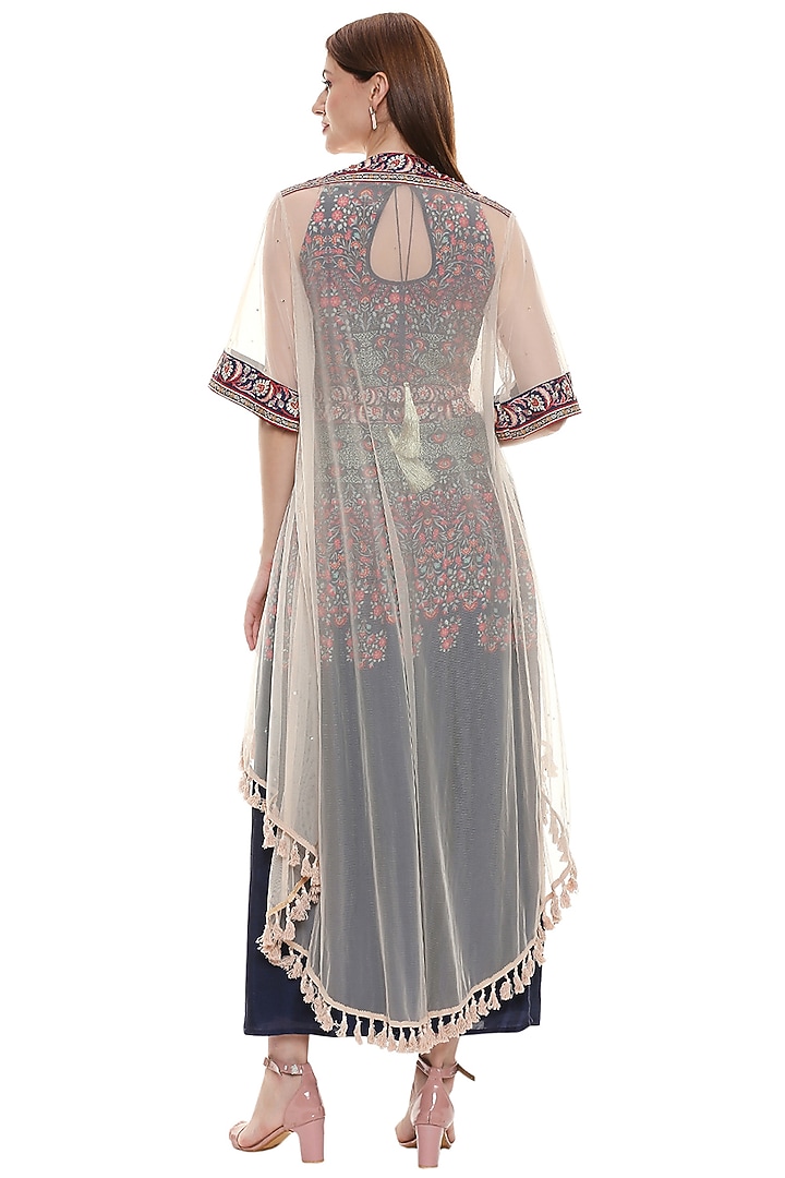 Persian Blue Printed Skirt Set by Soup by Sougat Paul at Pernia's Pop Up Shop