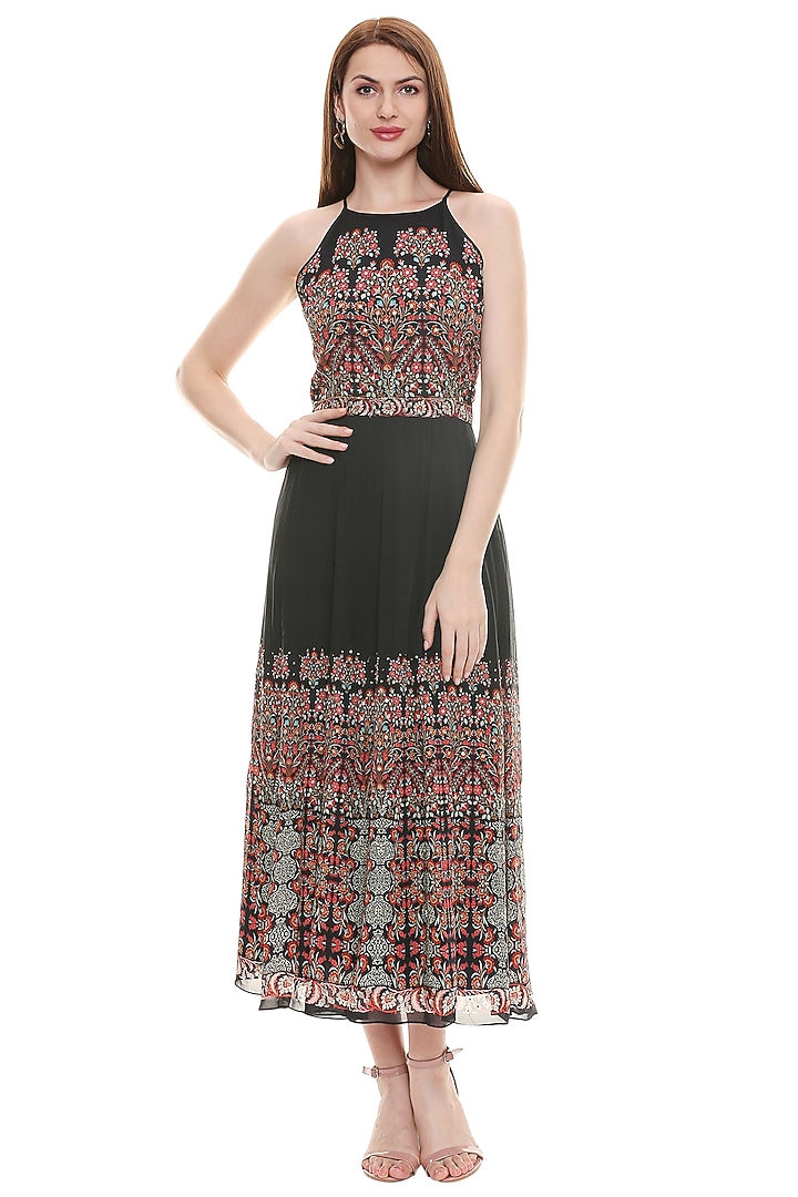 Black Printed Party Wear Anarkali With Dupatta by Soup by Sougat Paul at Pernia's Pop Up Shop