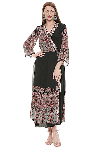 brown dress with gold belt Chocolate Brown Fit Flare Ruffle Evening Midi Dress With Belt main image 0