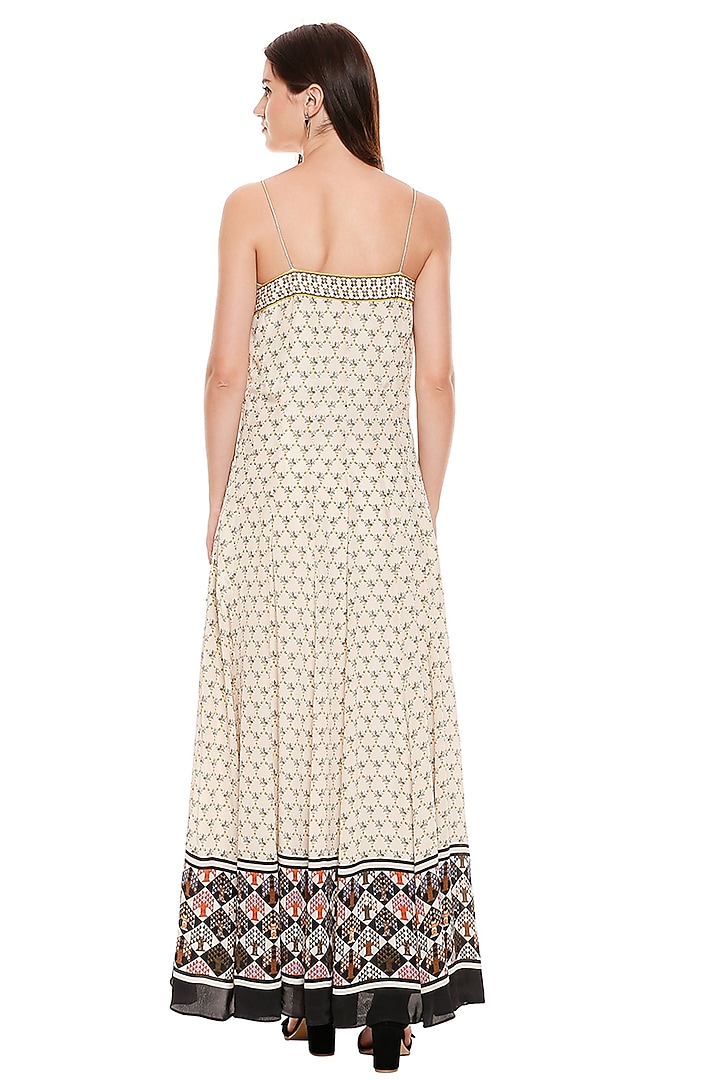 Mustard Printed Vacation Dress With Noodle Straps by Soup by Sougat Paul at Pernia's Pop Up Shop
