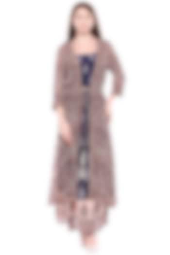 Navy Blue & Off White Printed Skirt Set by Soup by Sougat Paul at Pernia's Pop Up Shop