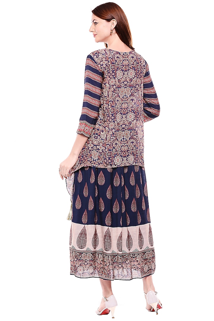 Blue Asymmetrical Printed Summer Dress by Soup by Sougat Paul at Pernia's Pop Up Shop