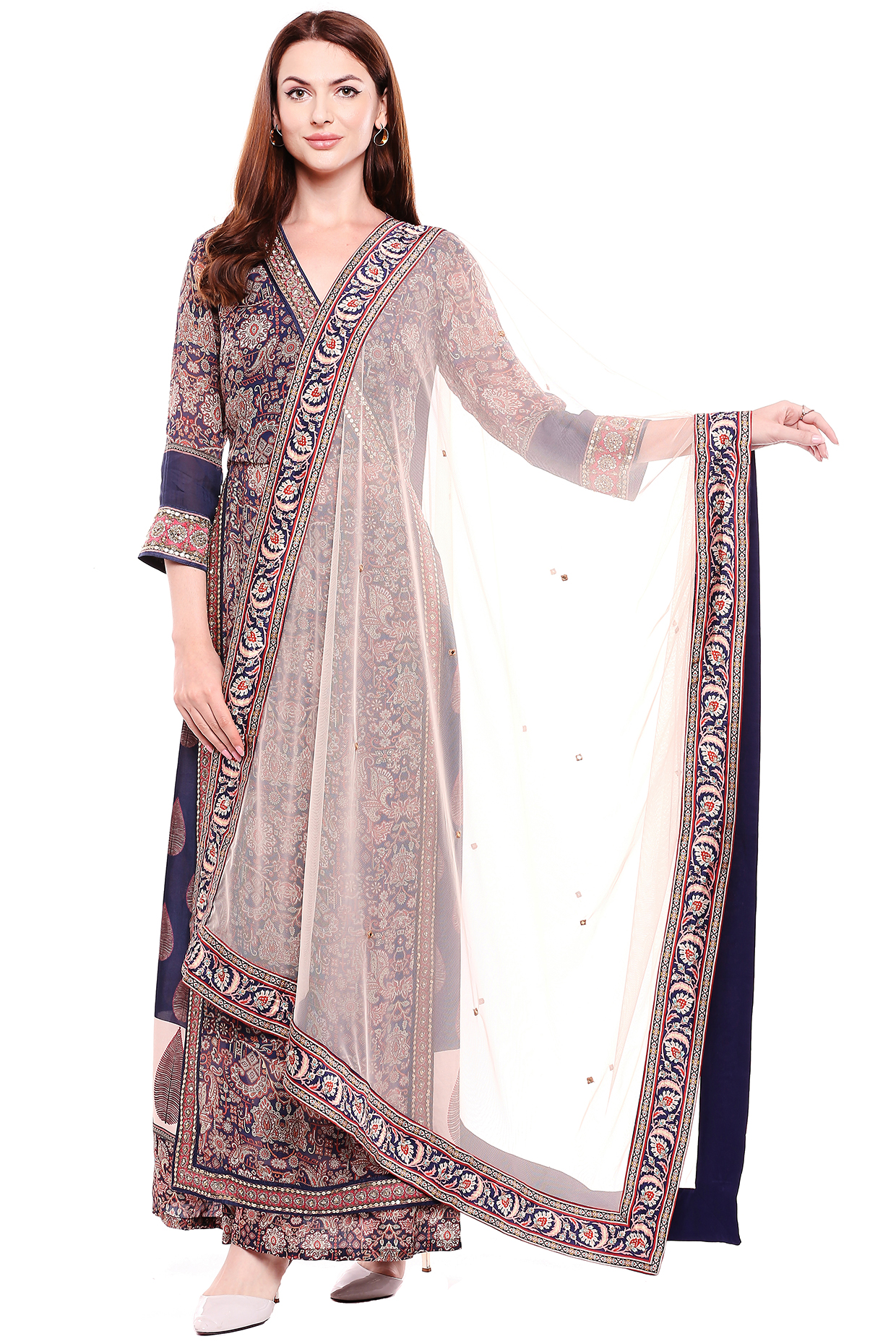 Blue Embroidered & Printed Kurta Set by Soup by Sougat Paul at Pernia's Pop Up Shop