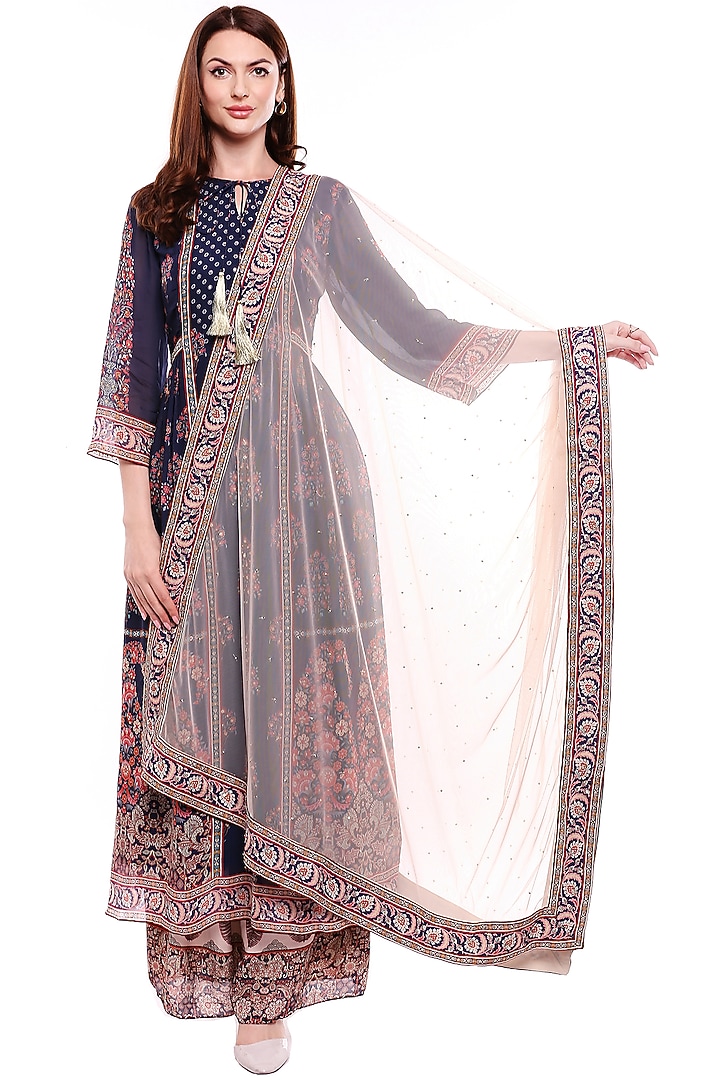 Blue Zardosi Embroidered Kurta Set by Soup by Sougat Paul at Pernia's Pop Up Shop