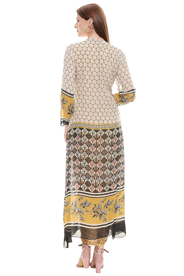 Yellow Embroidered Vacation Dress With Jacket by Soup by Sougat Paul at Pernia's Pop Up Shop
