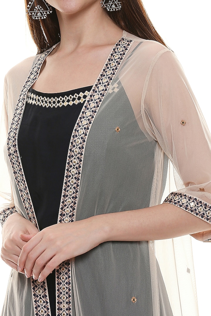 Persian Blue Vacation Dress With Cape by Soup by Sougat Paul at Pernia's Pop Up Shop