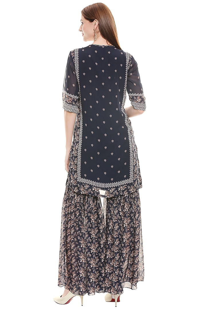 Persian Blue & Off White Embroidered Kurta With Pants by Soup by Sougat Paul at Pernia's Pop Up Shop