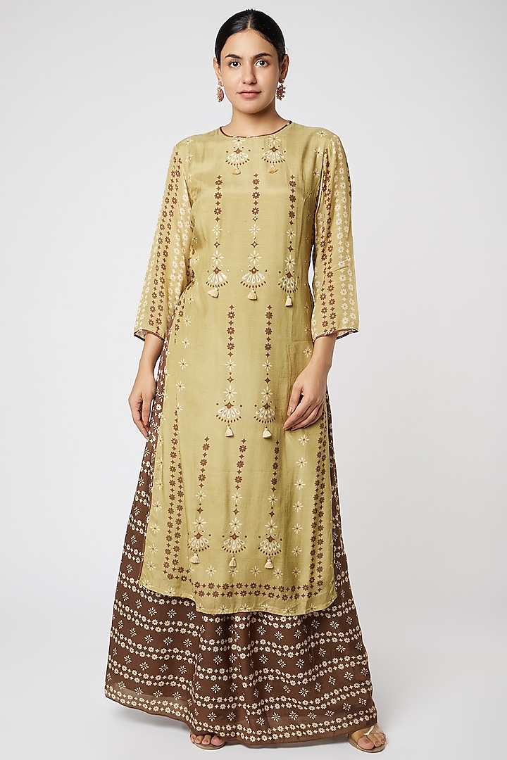 Mustard Printed Kurta Set Design by Soup by Sougat Paul at Pernia's Pop ...