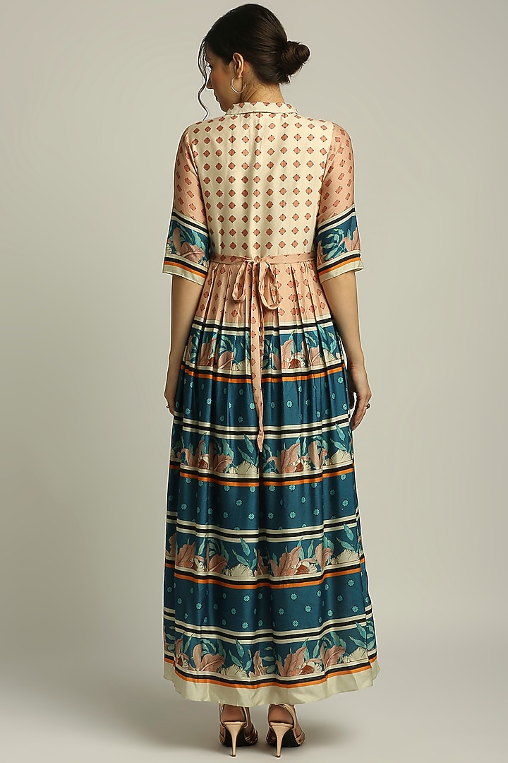 Multi-Colored Chanderi Maxi Summer Dress by Soup by Sougat Paul at Pernia's Pop Up Shop