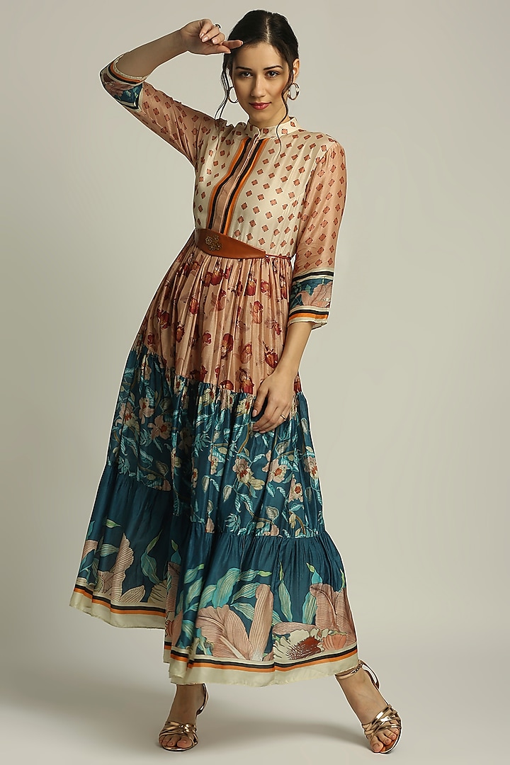 Multi-Colored Cotton Silk Maxi Dress by Soup by Sougat Paul