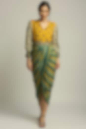 Multi-Colored Printed Draped Dress by Soup by Sougat Paul