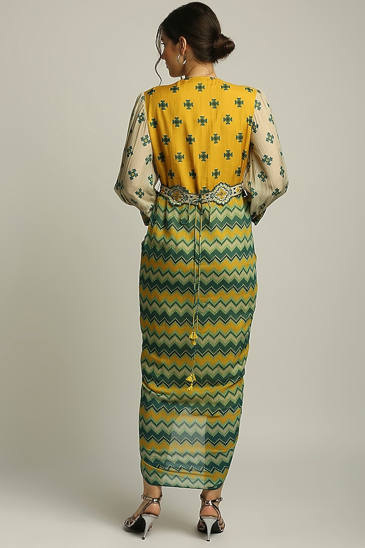 Multi-Colored Printed Draped Vacation Dress by Soup by Sougat Paul at Pernia's Pop Up Shop