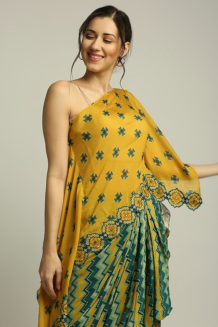 Multi-Colored Muslin Crepe Skirt Set by Soup by Sougat Paul at Pernia's Pop Up Shop