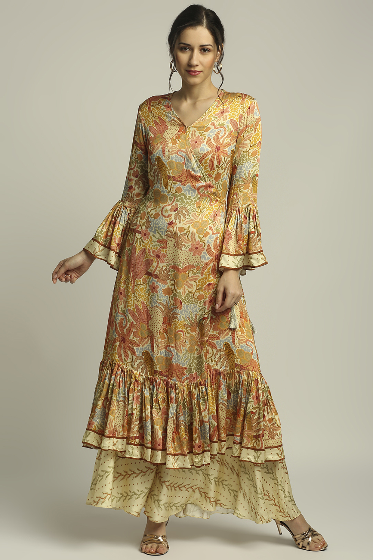 Multi-Colored Satin Kurta Set by Soup by Sougat Paul at Pernia's Pop Up Shop