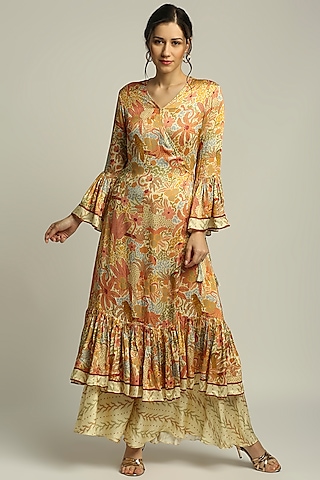 Multi-Colored Satin Kurta Set by Soup by Sougat Paul