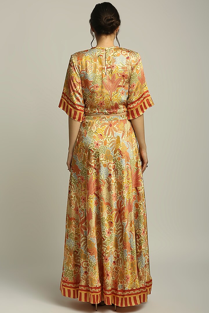 Multi-Colored Satin Skirt Set by Soup by Sougat Paul at Pernia's Pop Up Shop