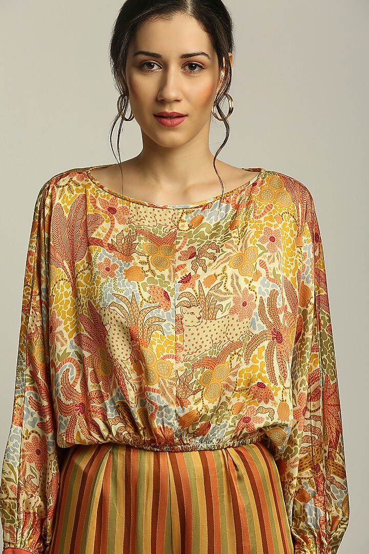 Multi-Colored Satin Pant Set by Soup by Sougat Paul at Pernia's Pop Up Shop