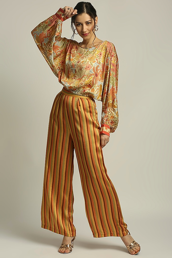 Multi-Colored Satin Pant Set by Soup by Sougat Paul at Pernia's Pop Up Shop