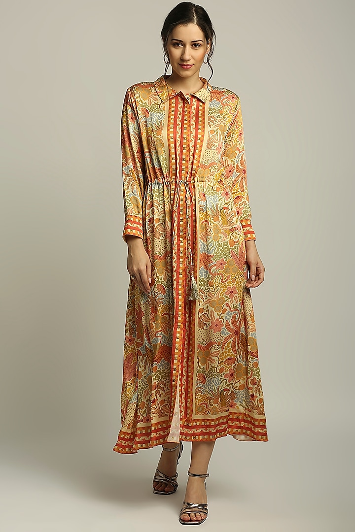 Multi-Colored Satin Dress by Soup by Sougat Paul