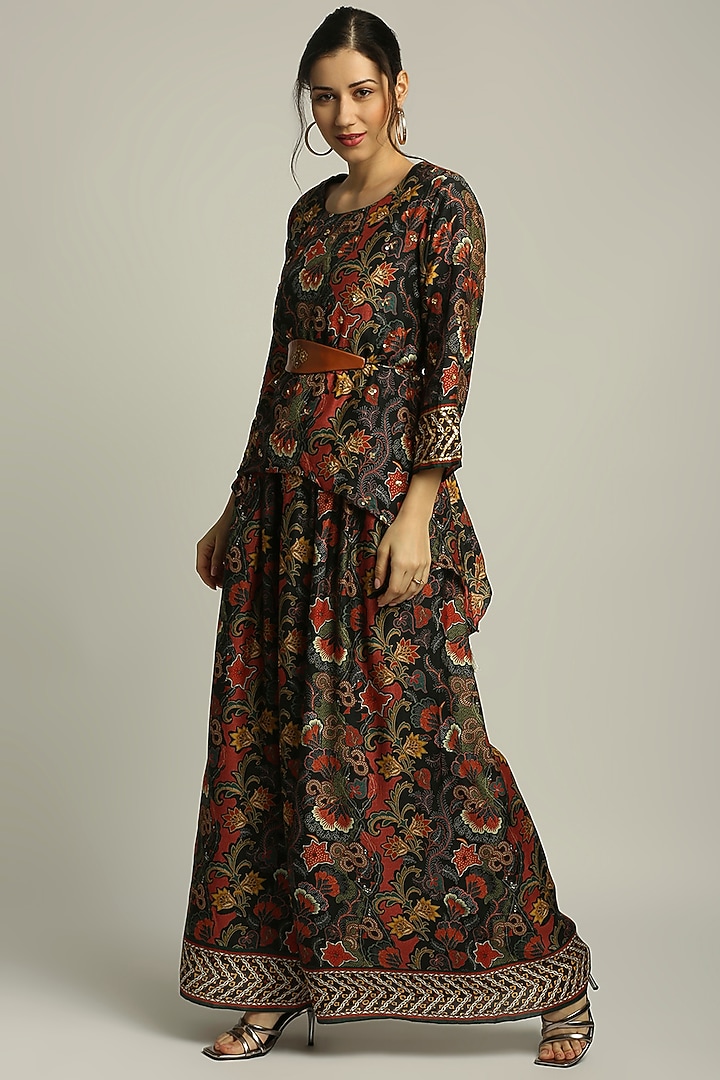 Black Embellished Skirt Set by Soup by Sougat Paul at Pernia's Pop Up Shop