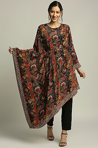 Black Batik Printed Kurta Set by Soup by Sougat Paul