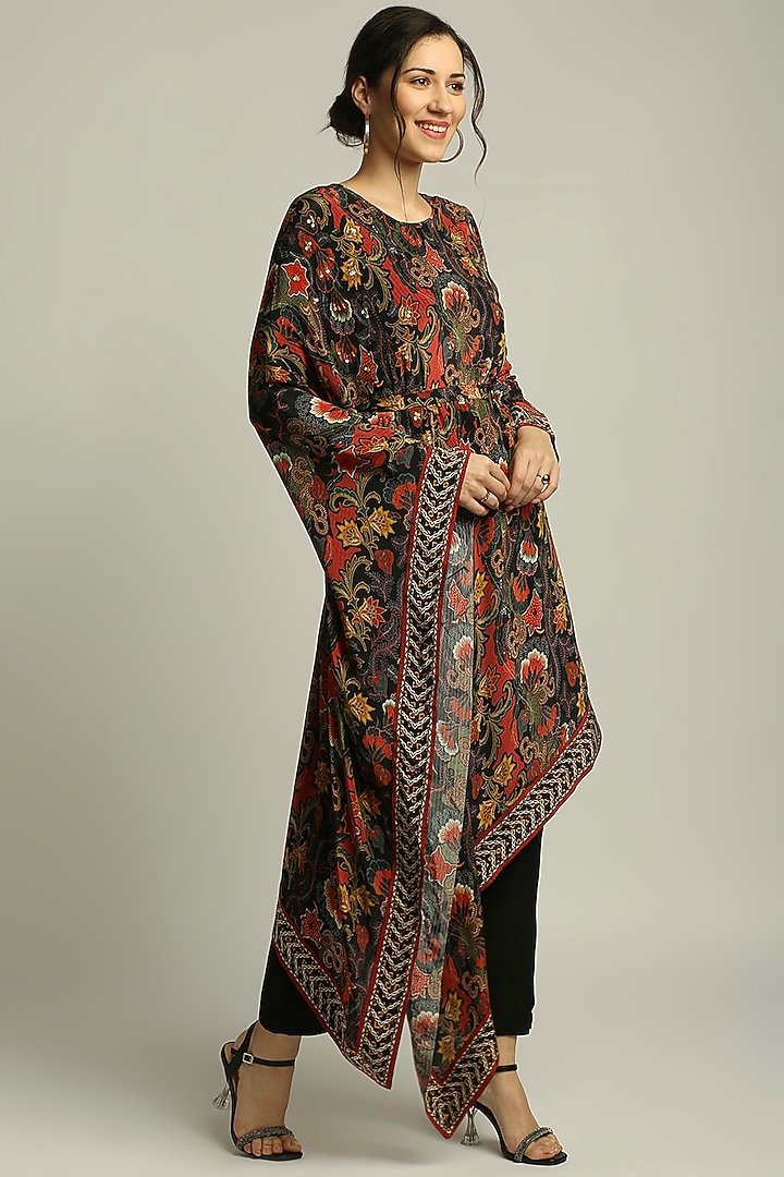 Black Batik Printed Kurta Set by Soup by Sougat Paul at Pernia's Pop Up Shop