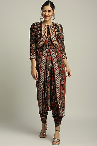 Black Batik Printed Jumpsuit by Soup by Sougat Paul
