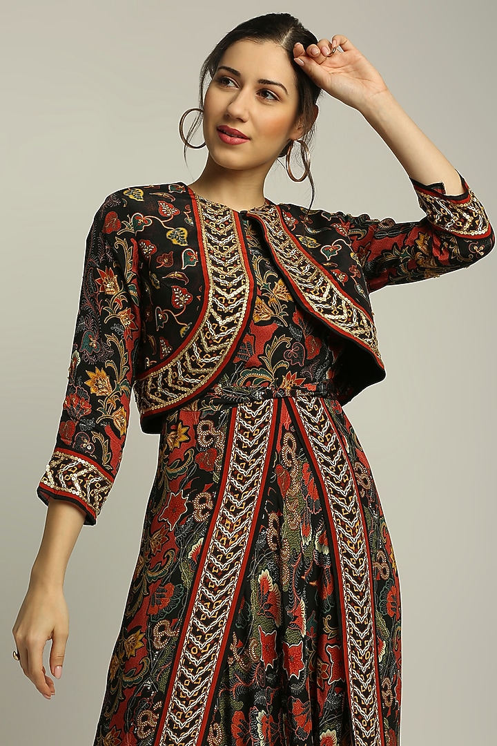 Black Batik Printed Jumpsuit by Soup by Sougat Paul at Pernia's Pop Up Shop