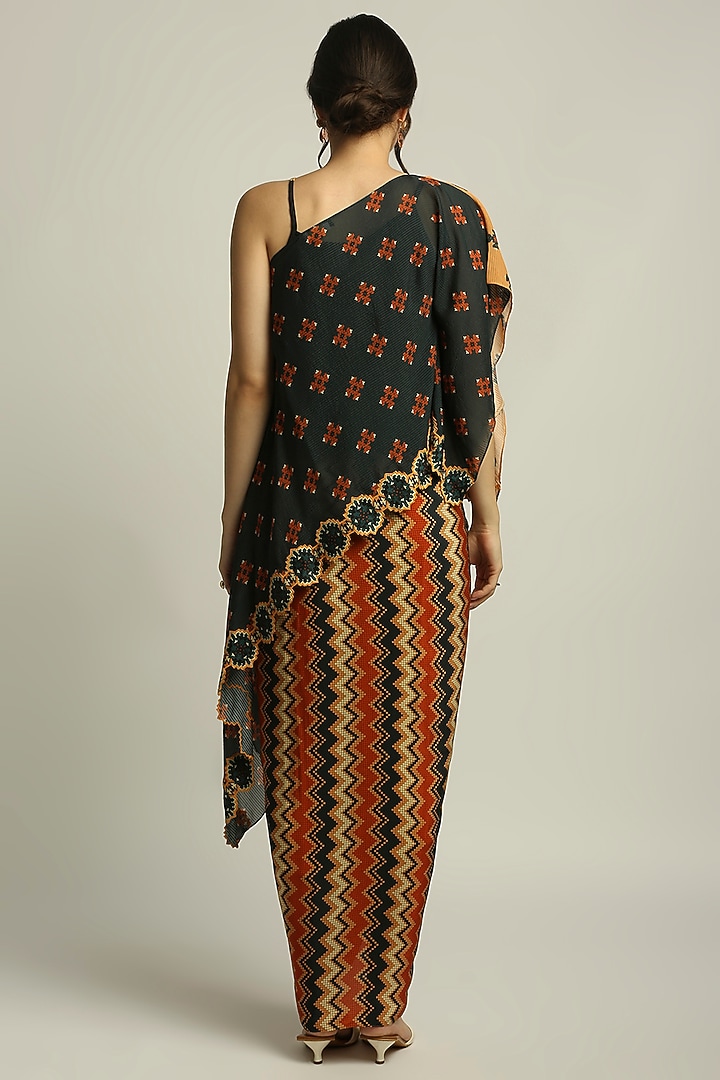 Orange & Black Printed Skirt Set by Soup by Sougat Paul at Pernia's Pop Up Shop
