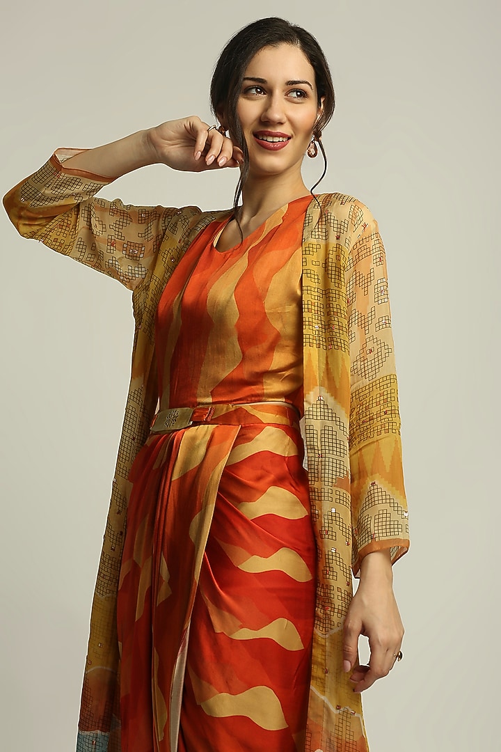 Multi-Colored Printed Jacket Vacation Dress by Soup by Sougat Paul at Pernia's Pop Up Shop