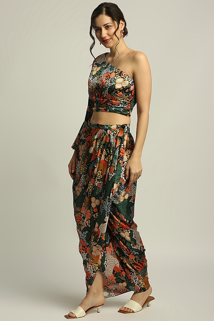 Black Printed Skirt Set by Soup by Sougat Paul at Pernia's Pop Up Shop