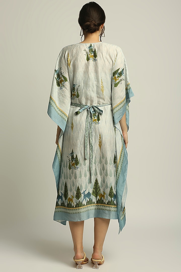 Sage Green Printed Kaftan by Soup by Sougat Paul at Pernia's Pop Up Shop