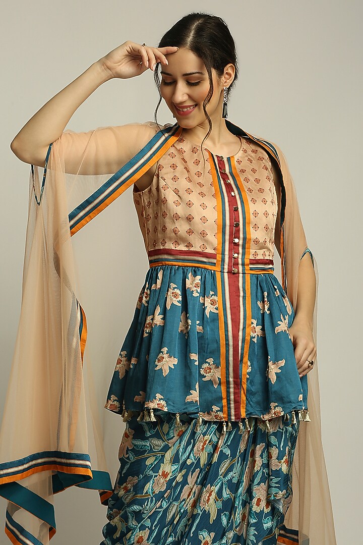 Multi-Colored Crepe Skirt Set by Soup by Sougat Paul at Pernia's Pop Up Shop
