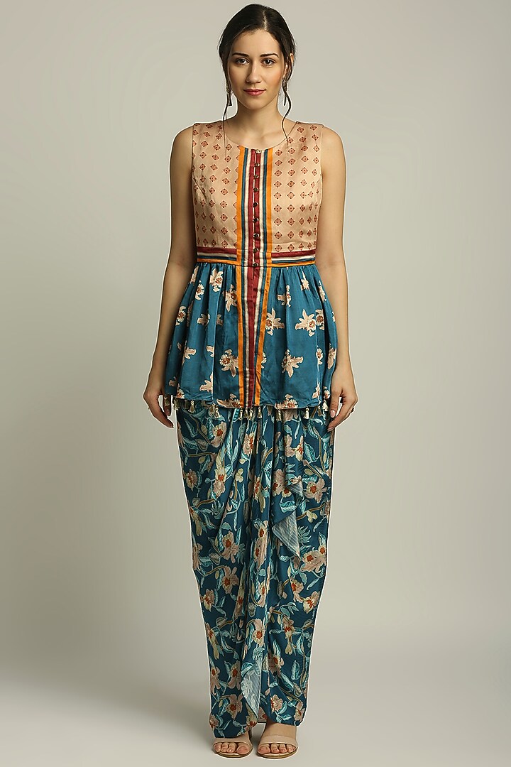 Multi-Colored Crepe Skirt Set by Soup by Sougat Paul at Pernia's Pop Up Shop