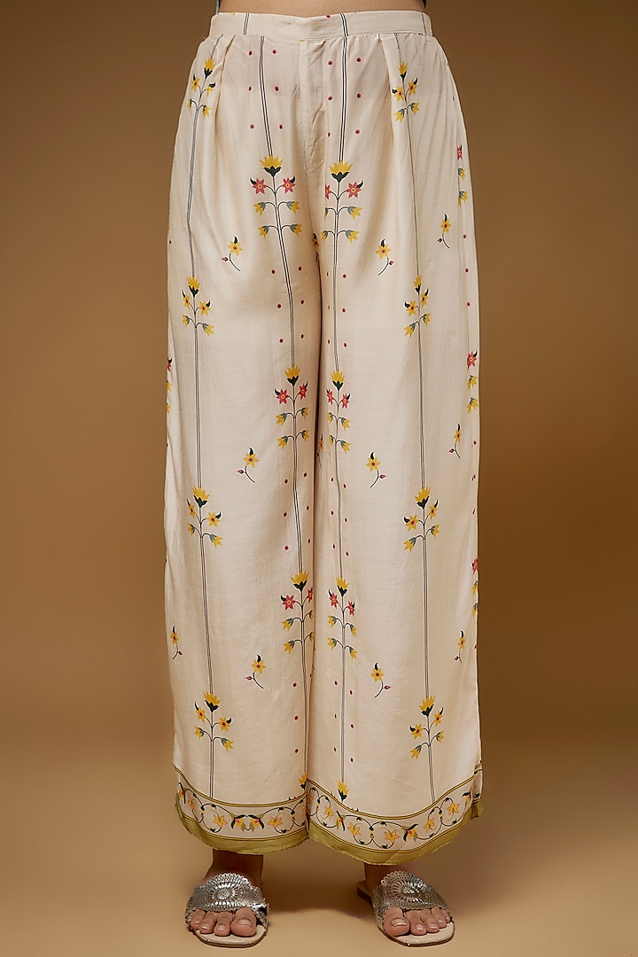 Ivory Chanderi Printed Co-Ord Set by Soup by Sougat Paul at Pernia's Pop Up Shop
