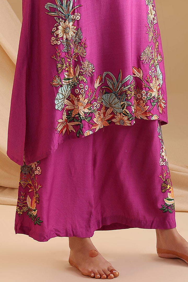 Fuchsia Pink Chanderi Embellished Kurta Set by Soup by Sougat Paul at Pernia's Pop Up Shop
