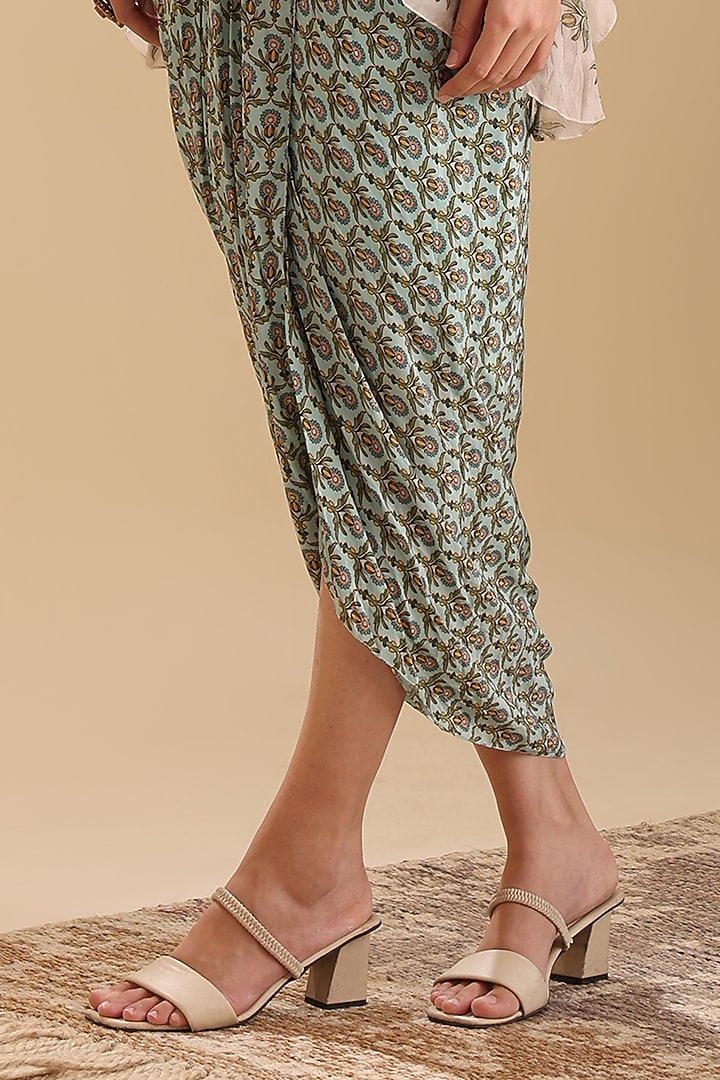 Green Crepe Printed Vacation Dress With Cape by Soup by Sougat Paul at Pernia's Pop Up Shop